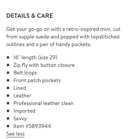 **BOGO Free** Blank NYC Genuine Leather Retro Skirt with Pockets - Picture 8 of 8